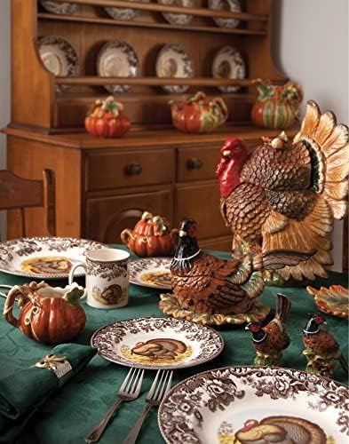 Spode Woodland Turkey Square Chip and Dip, 12"