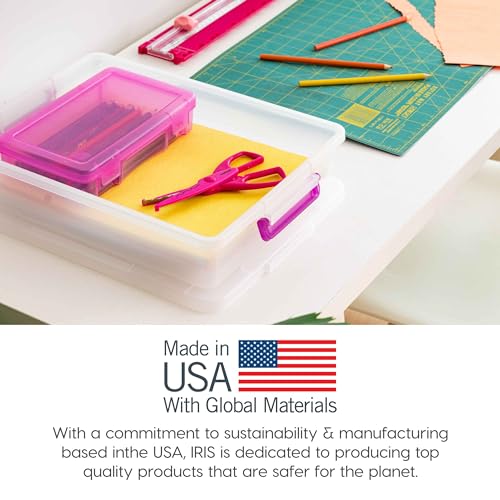IRIS USA 6 Qt. Plastic Craft Storage Container Bins with Lids, 6 Pack, Small Art & Office Supply Organizer Tote, Sensory Bins & Boxes for Home & University, Stackable, Secure Latch Buckles, Clear - size: 6 Qt. - 6 Pack, style: STACK
