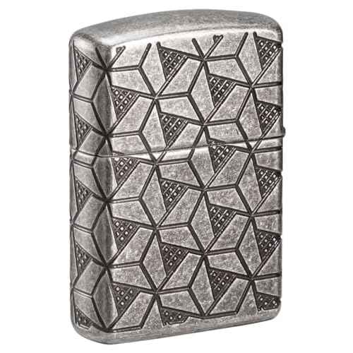 Zippo Lighter: Armor MultiCut Geometric Deep Carve - Antique Silver 49883