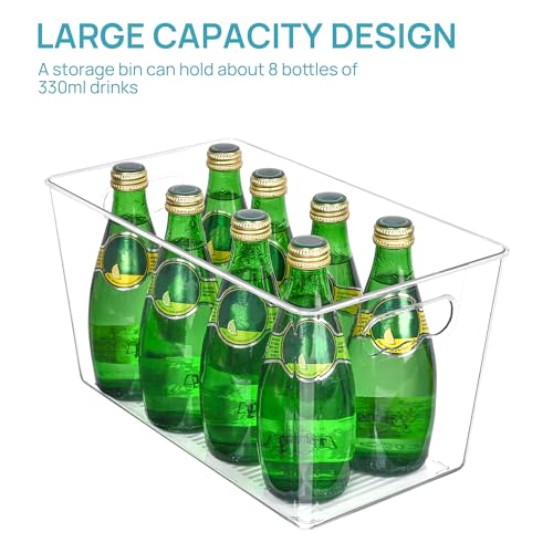 Vtopmart 6 PCS Clear Plastic Storage Bins, Pantry Organizer Containers with Handle for Refrigerator, Fridge, Cabinet, Kitchen, Countertops, Cupboard, Home Organization and Storage, XL - size: XL(13”L x 7.4”W x 7”H)