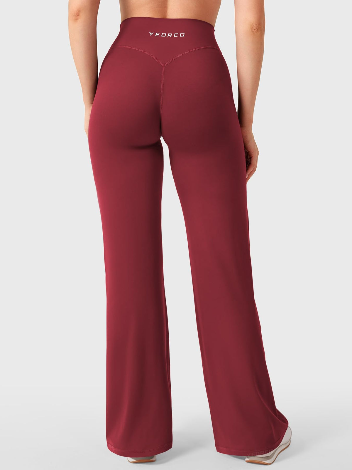 YEOREO Ease Straight Leg Leggings for Women No Front Seam Workout Leggings 31.5" Crossover High Waist Soft Yoga Pants Anchor Red L