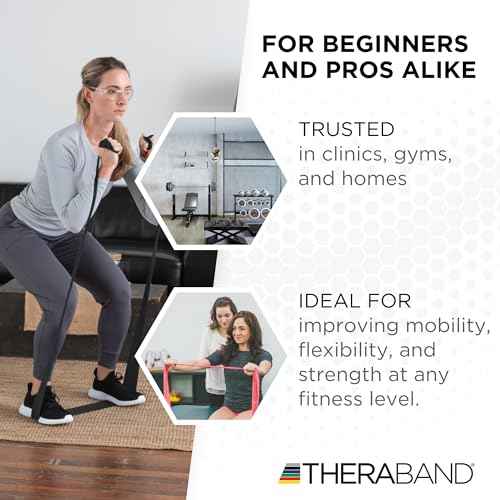 THERABAND Resistance Band 25 Yard Roll, Non-Latex Professional Elastic Stretch Bands for Upper & Lower Body Exercise Workouts, Physical Therapy, Lower Pilates, Flexibility, & Rehab, Dispenser Box