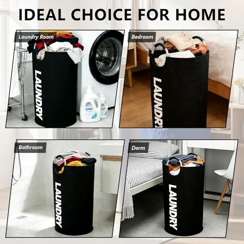 A large 90 liter laundry basket that can be folded for easy carrying. Suitable for bathrooms, laundry rooms, and travel (black) - color: black