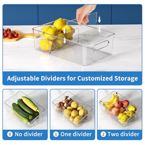 Mpotmiy Pantry Organizers and Storage , 8 Pack Snack Organizer for Pantry Shelf,Food Storage Bins with Divider,Clear Containers for Organizing,Transparent Plastic Basket,Refrigerator and Fridge Bins - style: 8pack