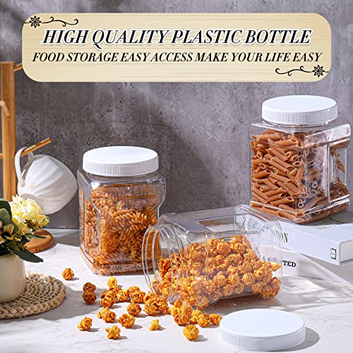 Gerrii 12 Pcs 27 Oz Plastic Storage Jars with Lids, Clear Wide Mouth Square Plastic mason Containers, Paint Storage Containers with Easy Grip Handles, Reusable Wide Mouth Canisters