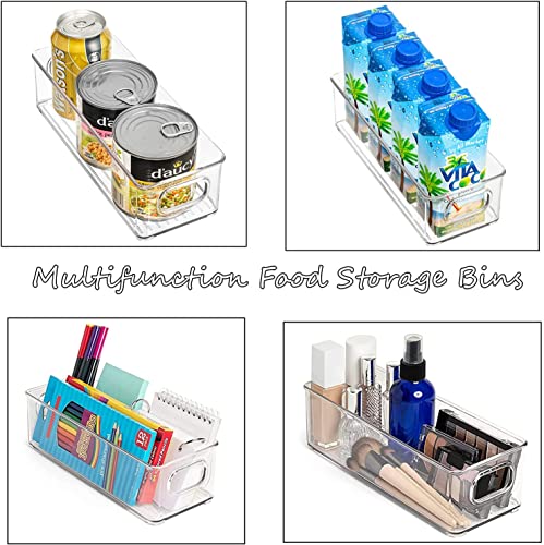 mDesign Plastic Long Stackable Storage Organizer Container, Organization Bin w/Handles for Kitchen, Pantry, Fridge, Freezer, Cabinet, Perfect to Hold Breast Milk - Ligne Collection - 4 Pack, Clear