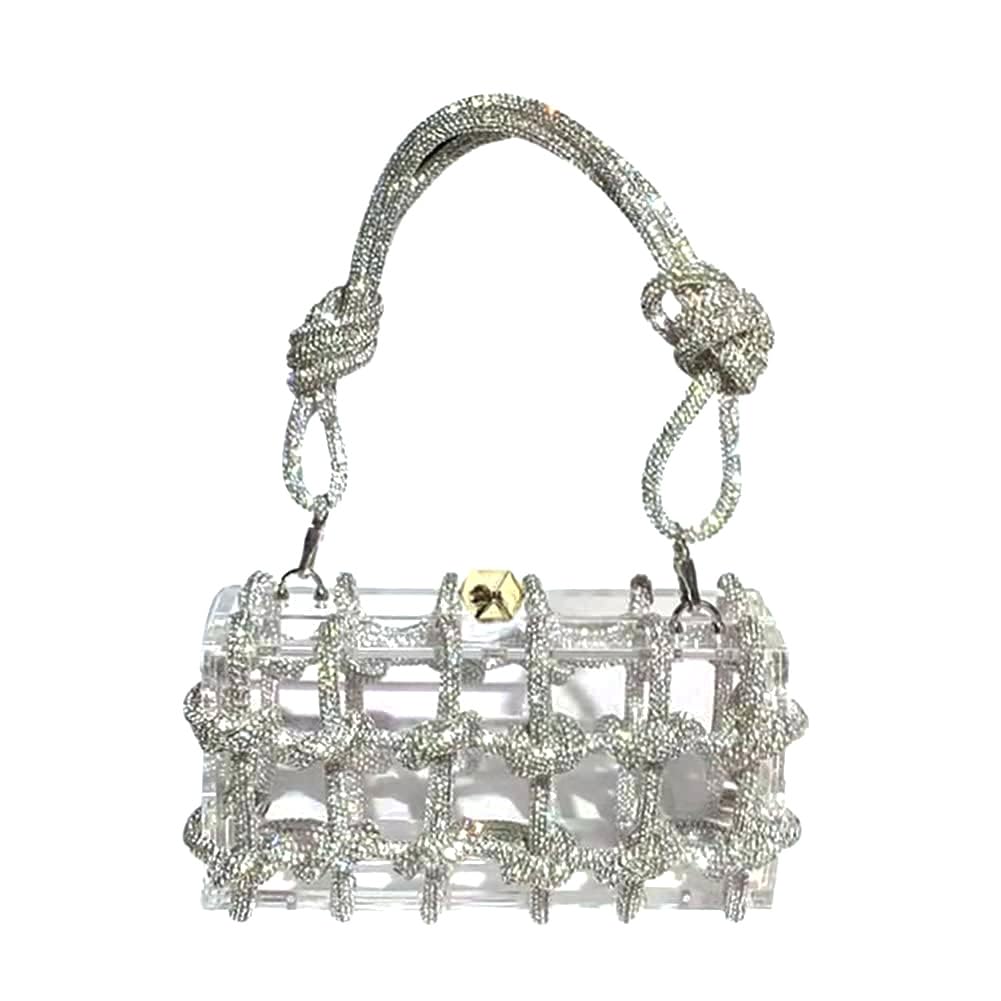 Clear Acrylic Bag Rhinestone Acrylic Clutch Crystal Evening Purses for Women Glitter Handbag for Wedding Cocktail Party Prom