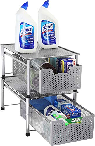 Simple Houseware Stackable Cabinet Basket Drawer Organizer, Silver - color: Silver, size: 1-Tier