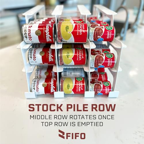 FIFO Can Tracker 2-Pack - 3-Tier Rotating Food Can Organizer for Pantry, Expandable Soda Can Storage for Kitchen, Holds 54 Cans of Food or Soda - size: 2 Pack, style: 54 can