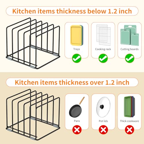 Cutting Board Organizer, Kitchen Cabinet Organizer, Divided Rack with 5 Slots for Baking Trays, Cutting Boards - Cookie sheet Organizer Inside Cabinet, Baking Sheets Holder (large) - style: 1PC(Large)