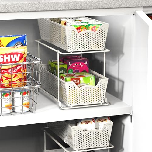 Simple Houseware Cabinet 2 Tier Perforated Basket Drawer, White - 2 Pack - color: White, size: 2-Pack