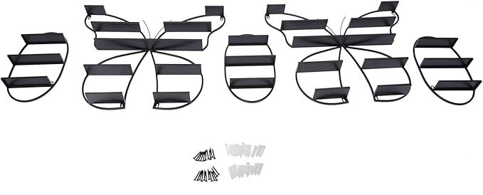 Nail Polish Rack, 5PCS Butterfly-shaped Nail Polish Storage Rack Wall-mounted Metal Essential Oil Display Organizer Stand Holder for Home Spa Nail Salon Shop (Black)