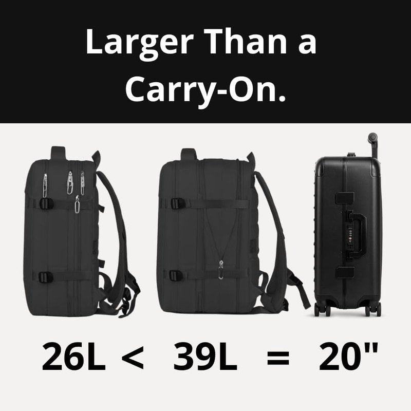 Homefy 35L Black Travel Laptop Backpack for Men & Women, Waterproof & TSA-Friendly Carry On for 17.3'' Laptops, Flight Approved Personal Item with USB Charging Port