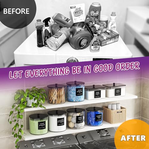 galasily 3 Pack Laundry Pods Container, Clear Laundry Room Organization Containers,Large Acrylic Detergent Powder Storage Containers Black Wooden Lids & Labels, Dryer Sheet Holder - size: 3pack