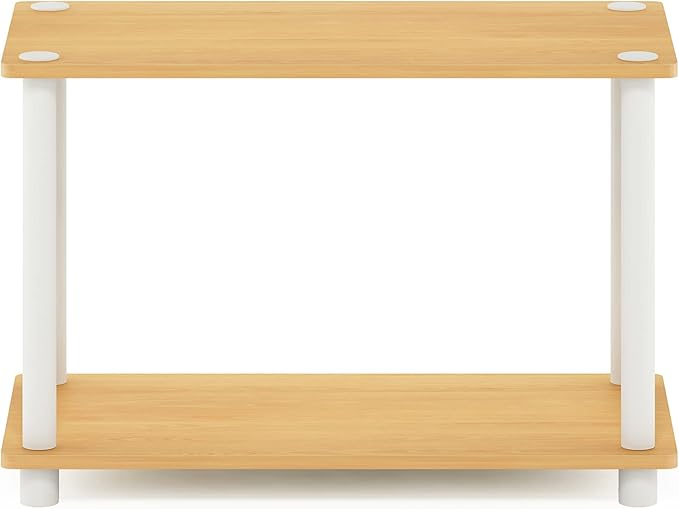 Furinno Turn-N 2-Tier No Tools Tube Shelf/End Table, Single, Beech/White (Pack of 4)