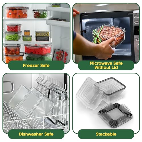 RockBerry 66 Pcs Large Food Storage Containers with Lids Airtight-Total 19075ML Stackable Kitchen Bowls Set(31 Containers,31 Lids) 2500ML to Small Box-BPA Free Leak proof Plastic Boxes-Microwave safe - color: 66Pcs
