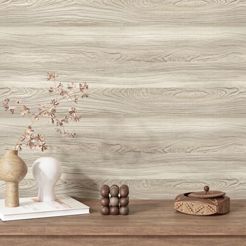 Wallercity Light Brown Wood Contact Paper Self Adhesive Wood Peel and Stick Wallpaper Wooden Contact Paper Counter Top Peel and Stick Waterproof Vinyl Wrap for Bathroom Kitchen Countertops 15.8¡±x78.7¡±