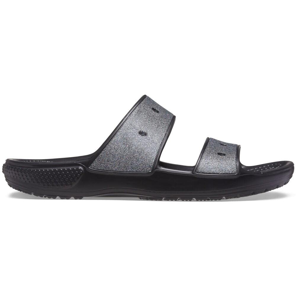 Crocs Unisex Classic Sandal - Seasonal Graphics Black/Glitter Rainbow Men's 5, Women's 7 Medium
