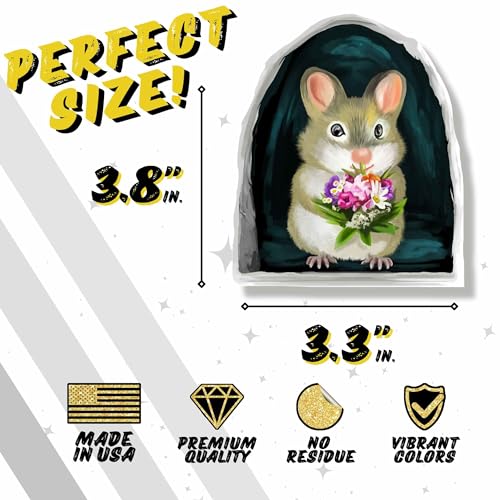 Mouse Reading Book, Wall Decor Sticker Decal, Kids Room, Classroom, Home, Bedroom, Bookcase, Book Lover, of Mice and Men, Children, Adorable, (Mouse Flowers)