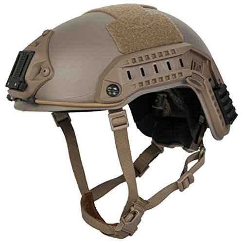 Lancer Tactical Medium - Large Industrial Durable ABS Plastic Constructed Maritime Helmet w/Adjustable 20mm Side Rail Adapter Padding Stickers NVG Shroud Bungee Retention Goggle Clip