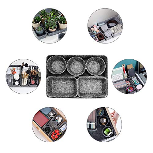 8pcs Drawer Organizers, Separators, Storage Box,Felt Storage Bins Inserts Tool Containers Toy Basket Shelf Cubes Foldable Drawer Dividers Desk Organisers - Grey