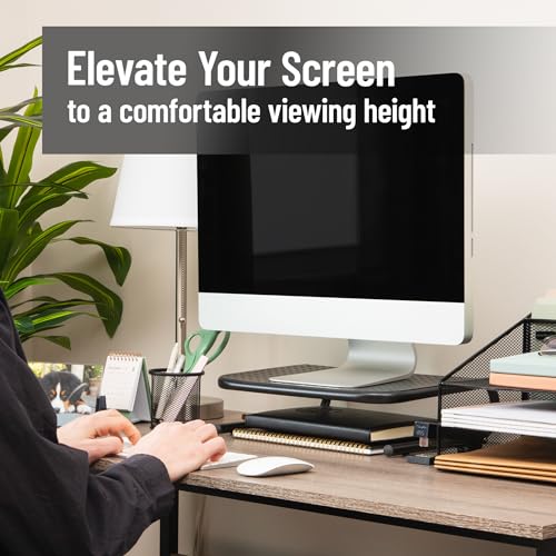 Mind Reader Monitor Stand, Ventilated Laptop Riser, Desktop Organizer, Metal, Set of 2, Black - size: 2-Pack