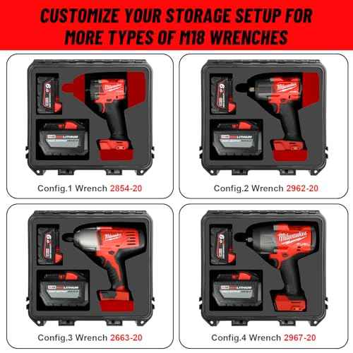 Case for Milwaukee M18 Impact and Torque Wrench - Waterproof Hard Tool Box for Milwaukee Set, Power Tool Combo Kit Bag for 18V 20V 2/1 3/4 3/8 Cordless Torque Wrenches/Battery (Case Only)