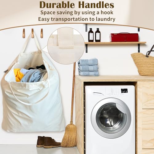 Canvas Laundry Bag 40"W x 35"H, Thick Laundry Bag with Handles & Drawstring, Extra Large Heavy Duty Washable Canvas Storage Sack (XXL, 1 Pack) - color: Beige, size: XXL 40"Wx35"H┃1 Pack