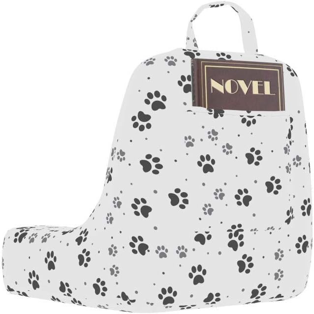 Ambesonne Paw Print Reading Pillow Cover, Repeating Greyscale Dog and Cat Feet Pattern with Irregular Dots, Unstuffed Printed Bed Rest Case from Soft Fabric, Small, Grey Charcoal Grey White