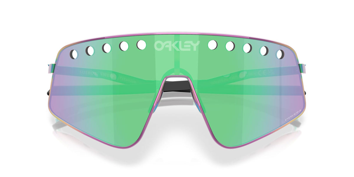 Oakley Sunglasses for Men - OO6025 Sutro TI Sweep Sunglasses with Rimless Titanium Frames PRIZM Lenses -Polished Oil Slick/PRIZM Road Jade - Size 38
