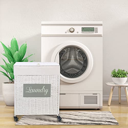 Mxfurhawa Laundry Basket, Heavy Duty Cotton Liner Laundry Storage Hamper with Handles, Collapsible Clothes Wire Basket Organizer Laundry Bag (89WE-H) - color: 89WE-H