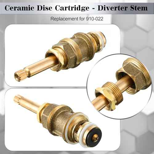 Dreyoo Ceramic Disc Cartridge Replacement for 910-030, Diverter Stem Replacement for 910-022, Shower Valve Faucet Cartridge Compatible with Price/Pfister, Hot Cold Diverter, Brass Construction