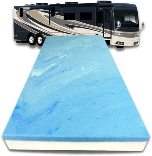 FoamRush 6-Inch Bunk (30" x 80") Mattress Cooling Gel Memory Foam RV Mattress Replacement, Medium Firm, Comfort, Pressure Relief Support, Made in USA, Travel Camper Trailer Truck, Cover Not Included