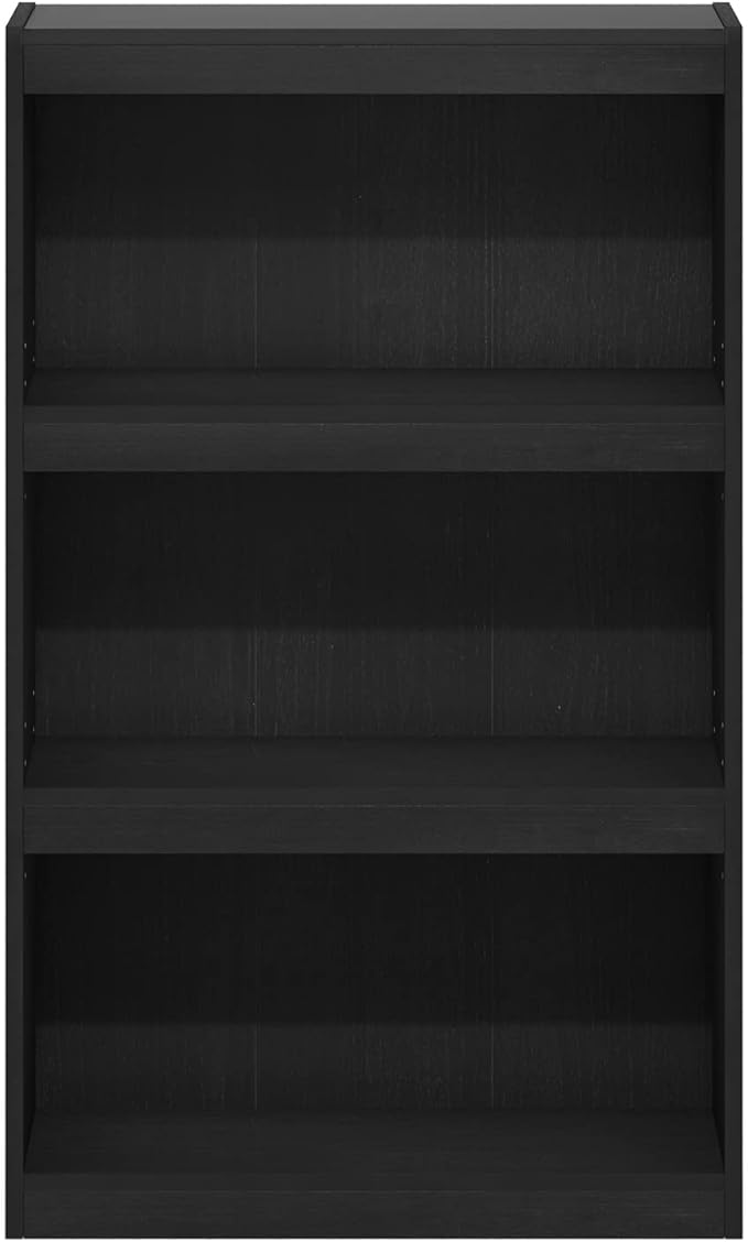 Furinno Jaya Book Shelf, 3-Tier Modern Bookshelf with Adjustable Shelf, Bookcase with Open Shelf, 9.5 x 24.5 x 40.3, for Organization and Storage, for Living Room, Bedroom, Home Office, Darkwood