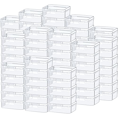 SATINIOR 100 Pcs Clear Plastic Beads Storage Containers Box Small Clear Boxes with Hinged Lid Plastic Case Mini Square Arts Crafts Storage Organizers for Small Items(2.1 x 2.1 x 0.8 Inch) - size: 2.1 x 2.1 x 0.8 Inch