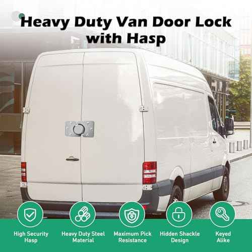 2 Pack Van Door Locks Keyed Alike Heavy Duty Puck Lock w/Hasp High Security Hidden Shackle Padlocks Solid Steel Lock Garage Shed Door Locks w/4Keys for Trailer Truck, Silver