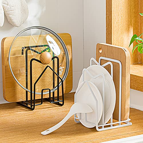 Poeland Kitchen Pantry Organizer Rack for Dinnerware, Bakeware, Cookware, Cutting Boards, Pan Lids - color: Black