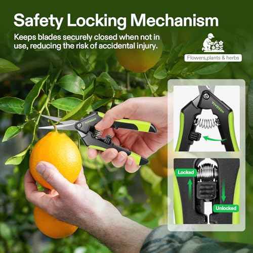 VIVOSUN 2-Pack Gardening Scissors 6.5 Inch Hand Pruner Pruning Shear with Straight Stailess Steel Blades, Black and Green