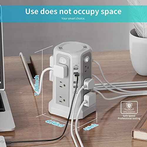 PASSUS Surge Protector Power Strip with USB C Port,10FT Extension Cord with 12 AC Outlets, Power Strips with Surge Protection for Home Office DormRoom