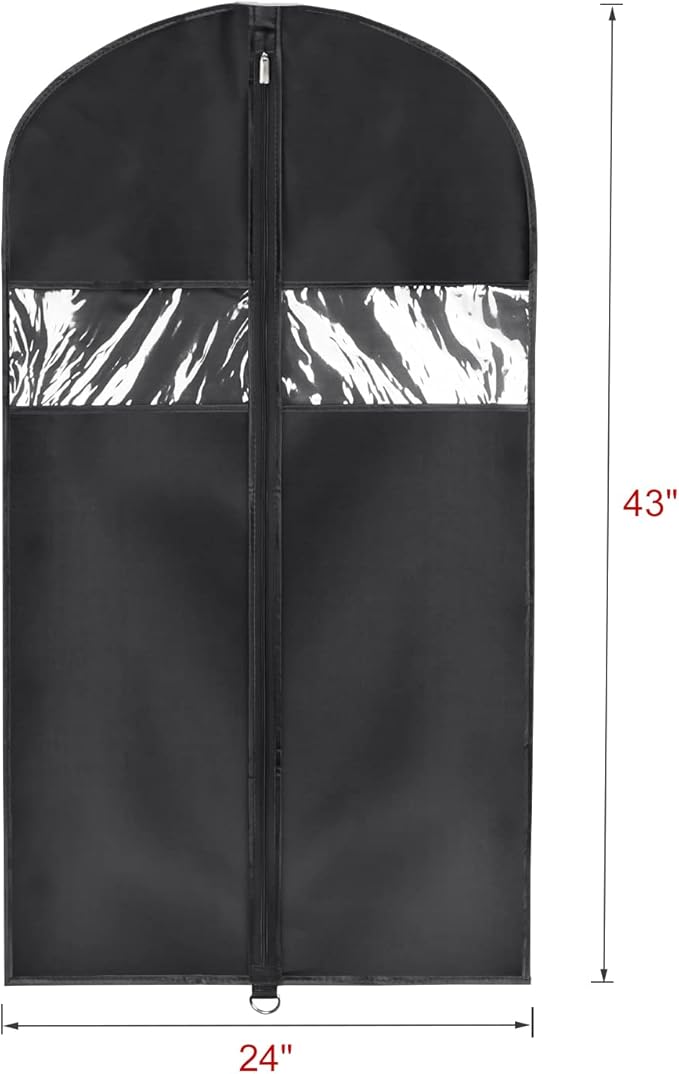 Univivi Garment Bag Suit Bag for Storage and Travel 43 inches, Lightweight Study Full Zipper Washable Suit Cover for Dresses, Suits, Coats, Set of 3
