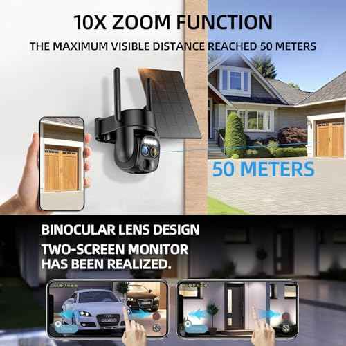 Hawkray Pannel Solar Wireless Outdoor Security Camera£¬ Dual-Lens, 10xZoom, 2K Resolution 3MP 360¡ÆPan/Tilt£¬2.4&5G WiFi Battery Powered Camera with Spotlight Alarm PIR Motion Detection