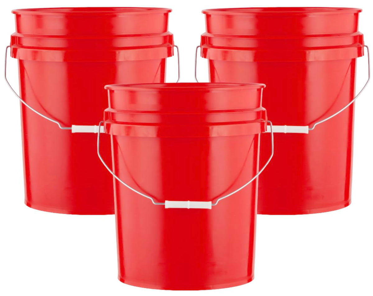 House Naturals 5 Gallon Premium HPDE Plastic Bucket - Made in USA Food Grade Container, BPA Free All Purpose Pail (5, Red)