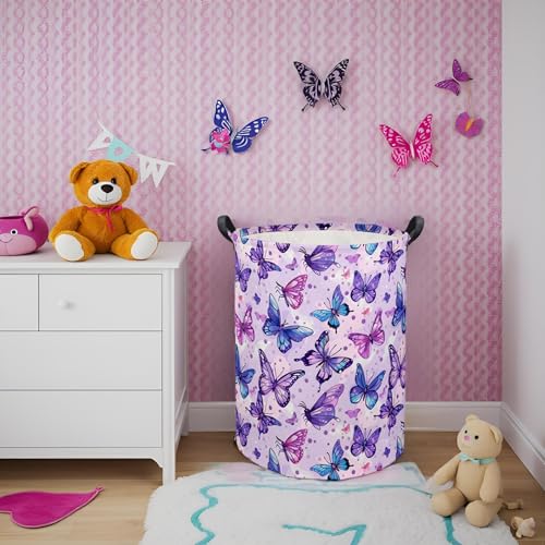 Butterfly Baby Laundry Basket & Toy Storage Bin, Purple Butterfly - color: Purple Butterfly