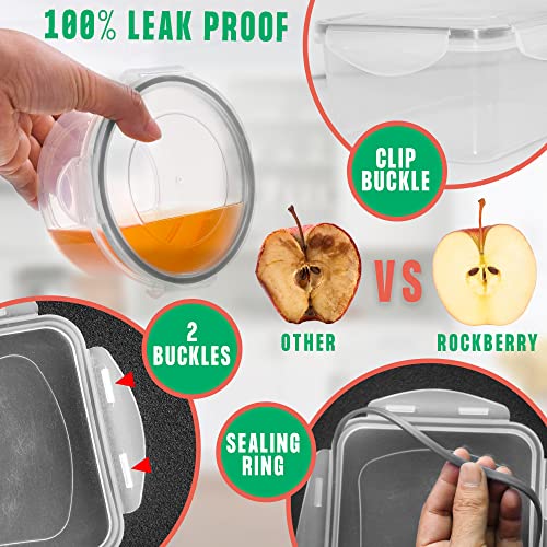 RockBerry 50 Pcs Large Food Storage Containers with Lids Airtight-85 OZ to small Containers-Total 526OZ Stackable Kitchen Set -BPA Free Leak proof containers- Freezer Microwave safe - color: 50Pcs