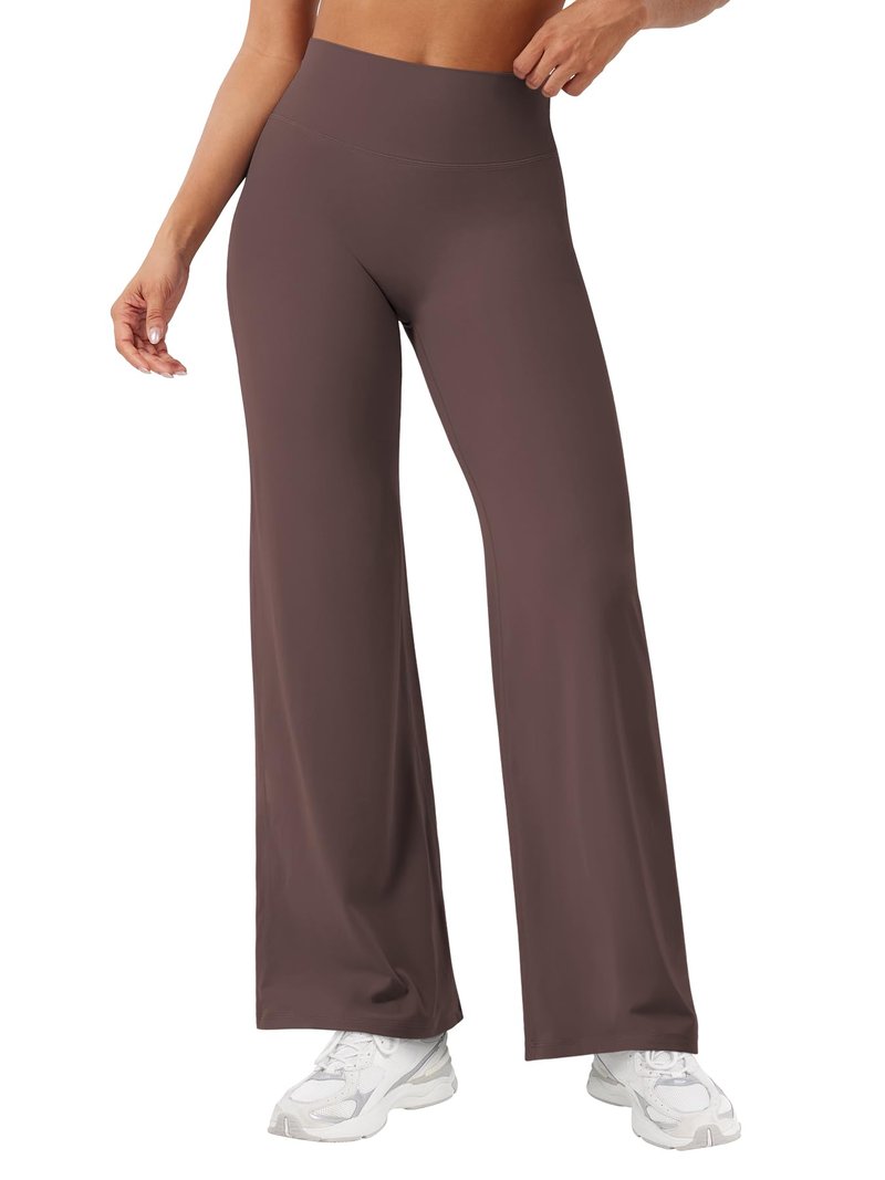 YEOREO Workout Leggings Womens No Front Seam Straight Leggings 29" High Waist Buttery Eddiy Gym Yoga Pants Plum Brown S
