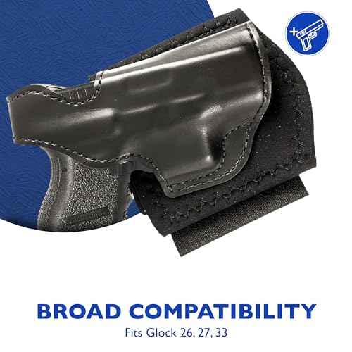 DeSantis Die Hard Ankle Rig - Concealed Carry Ankle Holster, Leather Lined Holster with Thumb Break, Neoprene Leg Band, Compatible with Glock 26, 27, 33 - Right-Hand Draw, Black