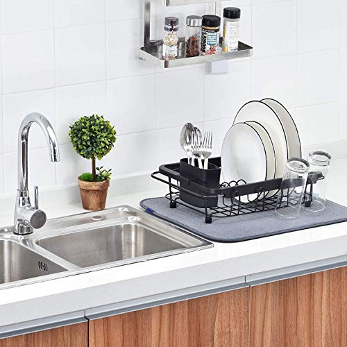 TOOLF Expandable Dish Drying Rack Over The Sink Adjustable Dish Rack in Sink Or On Counter Dish Drainer with Utensil Holder Rustproof for Kitchen - size: Middle
