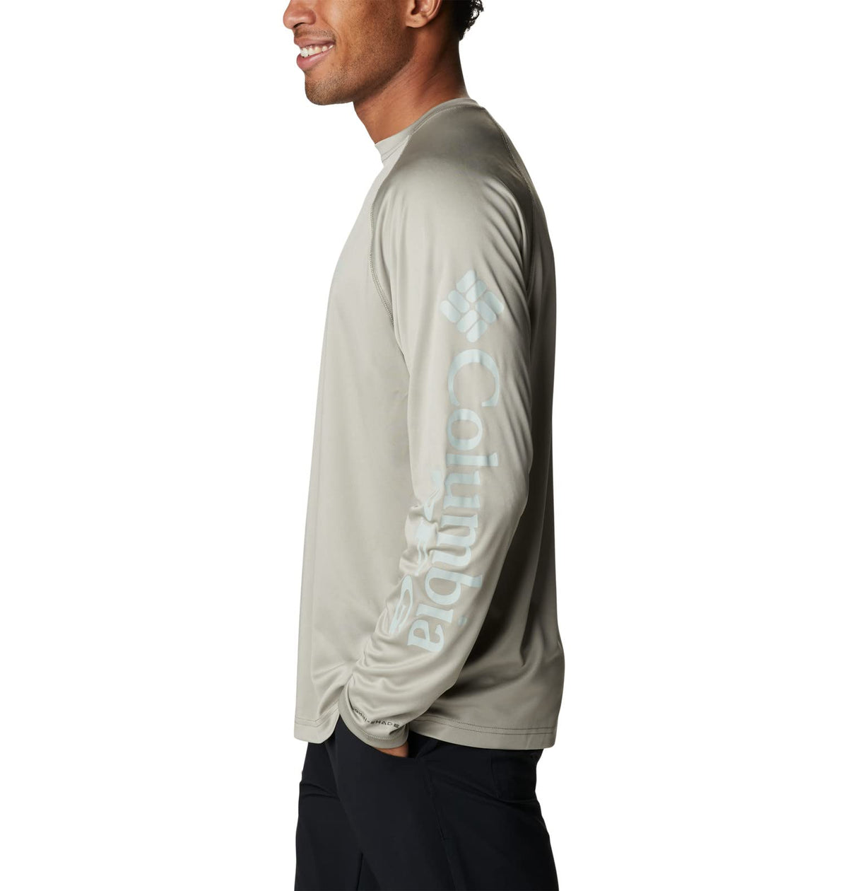 Columbia Men's Terminal Tackle Long Sleeve Shirt, Safari/Cool Green Logo, 3X Tall