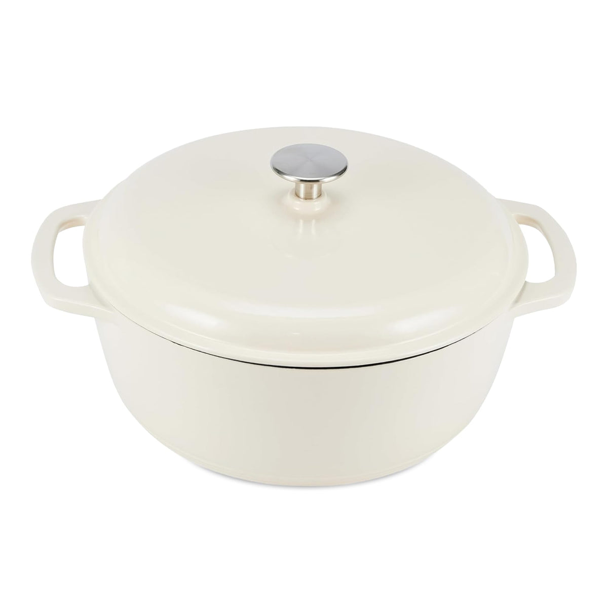 Enameled Cast Iron Dutch Oven Pot with Lid, Round, Dual Handles, Heavy-Duty, Oven Safe for Stews, Roasting, Baking, 6-Quart, Red