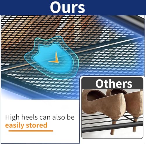 SUFAUY 2-Tier Mesh Shoe Rack, Closet Metal 33" Wide Shoe Shelf Heavy Duty, Black - color: Black, size: 2 Tier